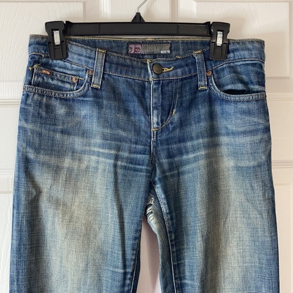 Flawed Joes jeans cotton dark wash boot cut wide leg bell bottoms low rise W 25 - Picture 3 of 16